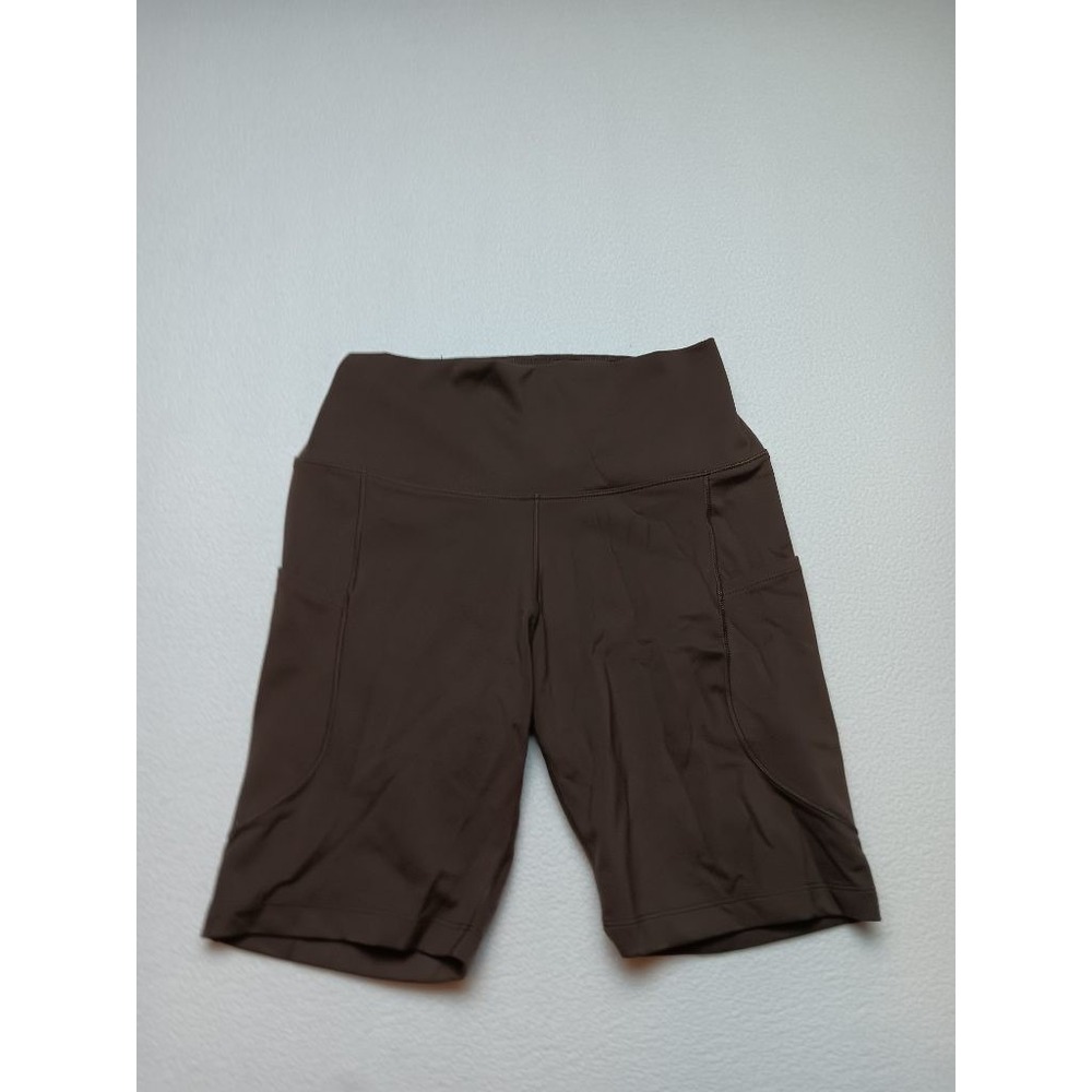 Nike One Dri-FIT Biker Shorts Womens M Brown High Rise Pockets DD0243-203